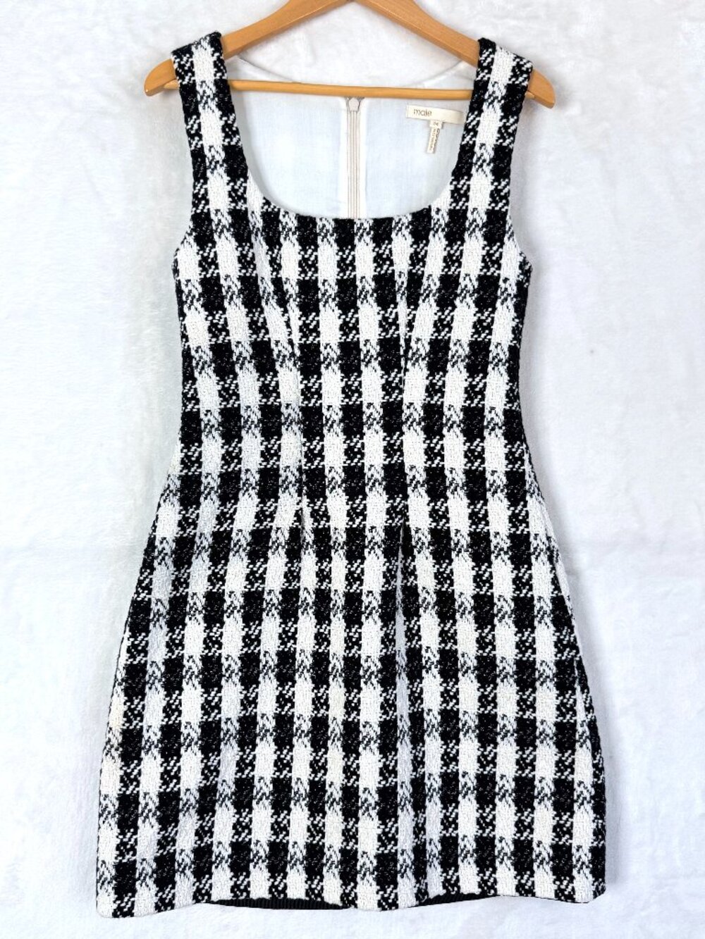 MAJE Rocky Check Tweed Preppy Feminine Twee Y2K Career Sleeveless Mini Dress XS